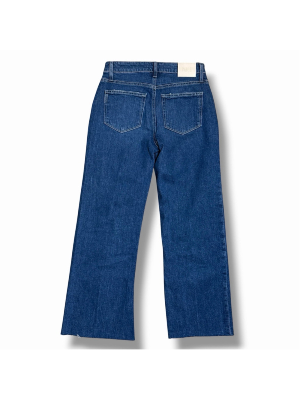 Paige 26 Leenah Ankle Jeans Saint Tropez Wide Leg Frayed Hem EUC Mid Rise $249 - Picture 4 of 10
